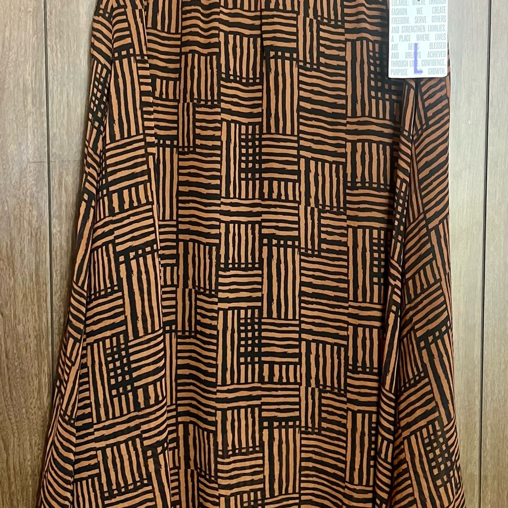 LuLaRoe A-Line Maxi Skirt Brown Black Work